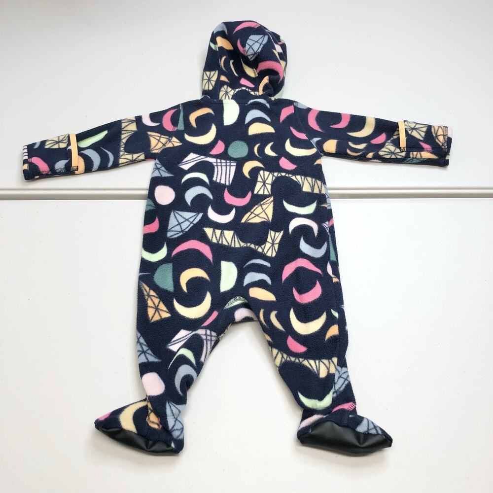 PATAGONIA Infant Micro D Fleece Bunting Suit 3-6M Crescent Moons Mirage Navy - Picture 11 of 12